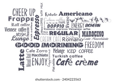Menú de café. Decoración de texto para cafés y restaurantes. Estilo plano. EPS 10.