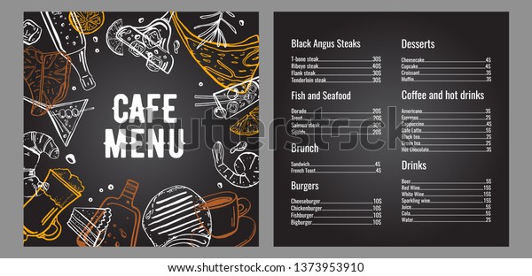 Cafe Menu Two Page Design Template Stock Vector (Royalty Free ...