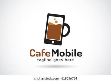 Cafe Mobile Logo Template Design Vector, Emblem, Design Concept, Creative Symbol, Icon