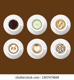 cafe mock up. coffee art latte design. vector illustration