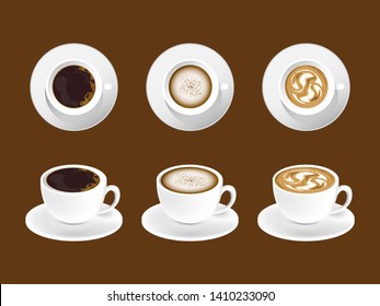 cafe mock up. coffee art latte design. vector illustration