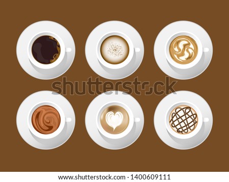 cafe mock up. coffee art latte design. vector illustration