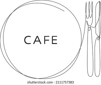Café-Monoline-Vektorgrafik-Restaurationsdruck