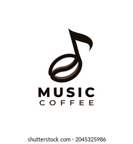 Cafe Music Icon or Coffee Music Note Logo Design Template Element