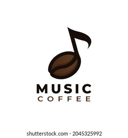 Cafe Music Icon or Coffee Music Note Logo Design Template Element