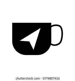 Cafe navigation outline vector icon. Position label. Arrow sign. Cursor. Location marker. Flat simple line design illustration.
