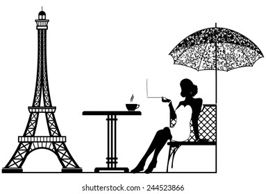 Cafe near the Eiffel Tower vector