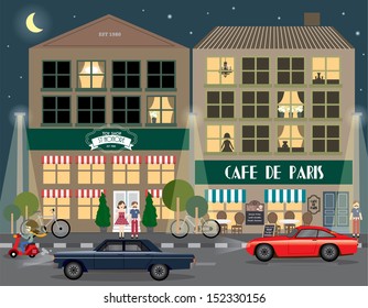 cafe night vector/illustration