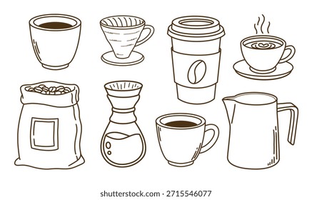 Cafe Object hand drawn illustration pack