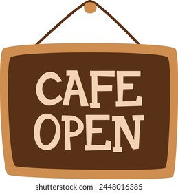 Café Ilustración vectorial de Tablero colgante abierto