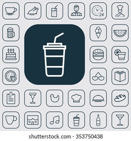 cafe outline, thin, flat, digital icon set for web and mobile