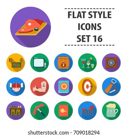 Cafe, party, alcohol, counter, food and other attributes of the pub.Pub set collection icons in flat style vector symbol stock illustration web.