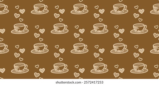 cafe pattern background. Cafe Themed Coffee Bean Pattern background. Coffee and Cafe pattern background. Vintage Coffee Doodle Pattern background.