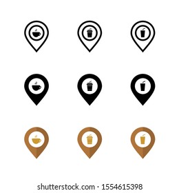 Cafe Pin Icon : Travel Theme, Food and Drink Theme, Transportation Theme, Infographics and Other Graphic Related Assets.