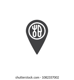 Cafe placeholder vector icon. filled flat sign for mobile concept and web design. Restaurant location pin simple solid icon. Symbol, logo illustration. Pixel perfect vector graphics