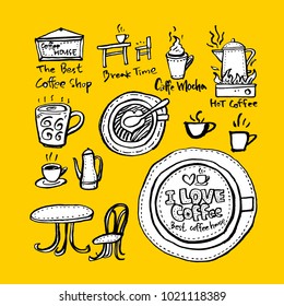 Cafe poster / Sketchy coffee illustration - vector