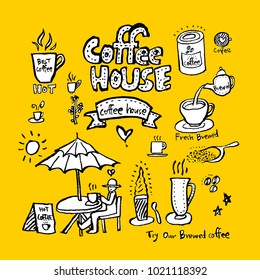 Cafe poster / Sketchy coffee illustration - vector