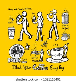 Cafe poster / Sketchy coffee illustration - vector