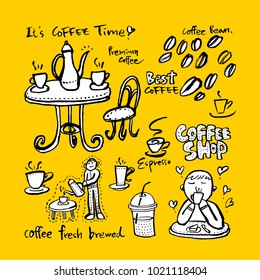 Cafe poster / Sketchy coffee illustration - vector