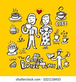 Cafe poster / Sketchy coffee illustration - vector