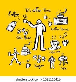 Cafe poster / Sketchy coffee illustration - vector