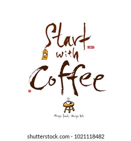 Cafe poster / Sketchy coffee illustration - vector