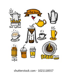 Cafe poster / Sketchy coffee illustration - vector