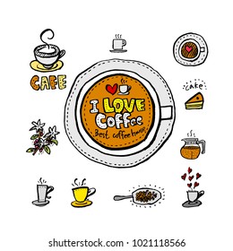 Cafe poster / Sketchy coffee illustration - vector