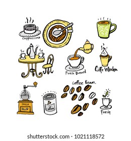 Cafe poster / Sketchy coffee illustration - vector
