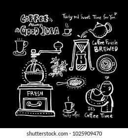 Cafe poster / Sketchy coffee illustration - vector