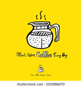 Cafe poster / Sketchy coffee illustration - vector