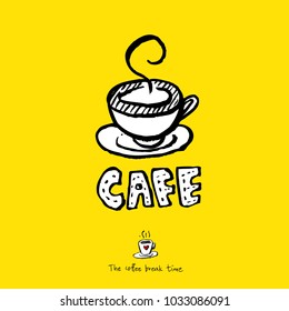 Cafe poster / Sketchy coffee illustration - vector