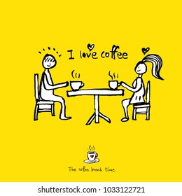 Cafe poster / Sketchy coffee illustration - vector