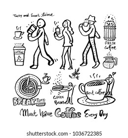 Cafe poster / Sketchy coffee illustration - vector