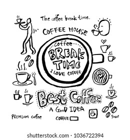 Cafe poster / Sketchy coffee illustration - vector