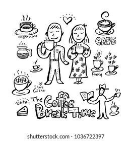 Cafe poster / Sketchy coffee illustration - vector