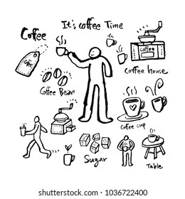 Cafe poster / Sketchy coffee illustration - vector
