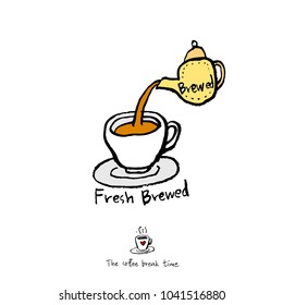 Cafe poster / Sketchy coffee illustration - vector