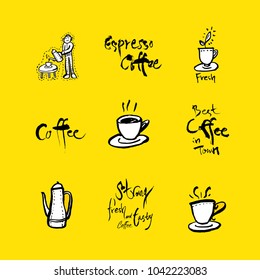 Cafe poster / Sketchy coffee illustration - vector