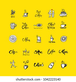 Cafe poster / Sketchy coffee illustration - vector