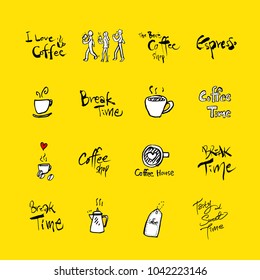 Cafe poster / Sketchy coffee illustration - vector