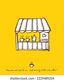 Cafe poster / Sketchy coffee illustration - vector