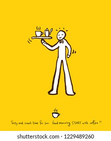 Cafe poster / Sketchy coffee illustration - vector