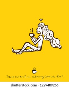 Cafe poster / Sketchy coffee illustration - vector