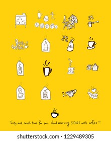 Cafe poster / Sketchy coffee illustration - vector