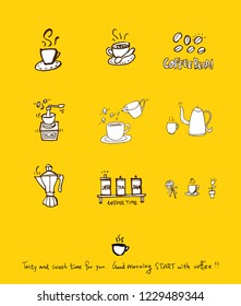 Cafe poster / Sketchy coffee illustration - vector