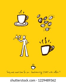Cafe poster / Sketchy coffee illustration - vector