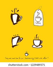Cafe poster / Sketchy coffee illustration - vector