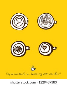 Cafe poster / Sketchy coffee illustration - vector
