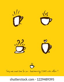 Cafe poster / Sketchy coffee illustration - vector
